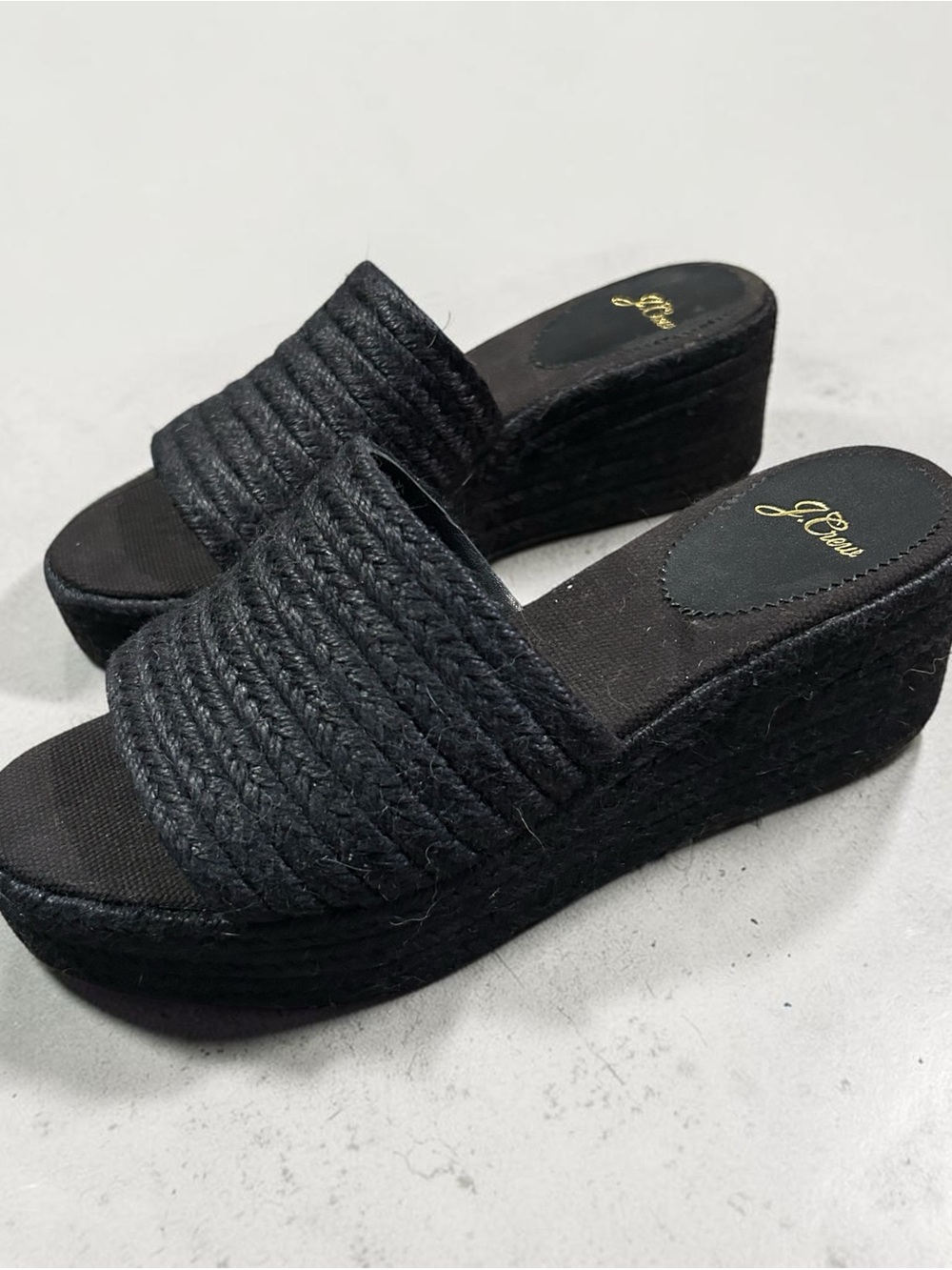 J.Crew Women's Platform Espadrille Slides in black. 